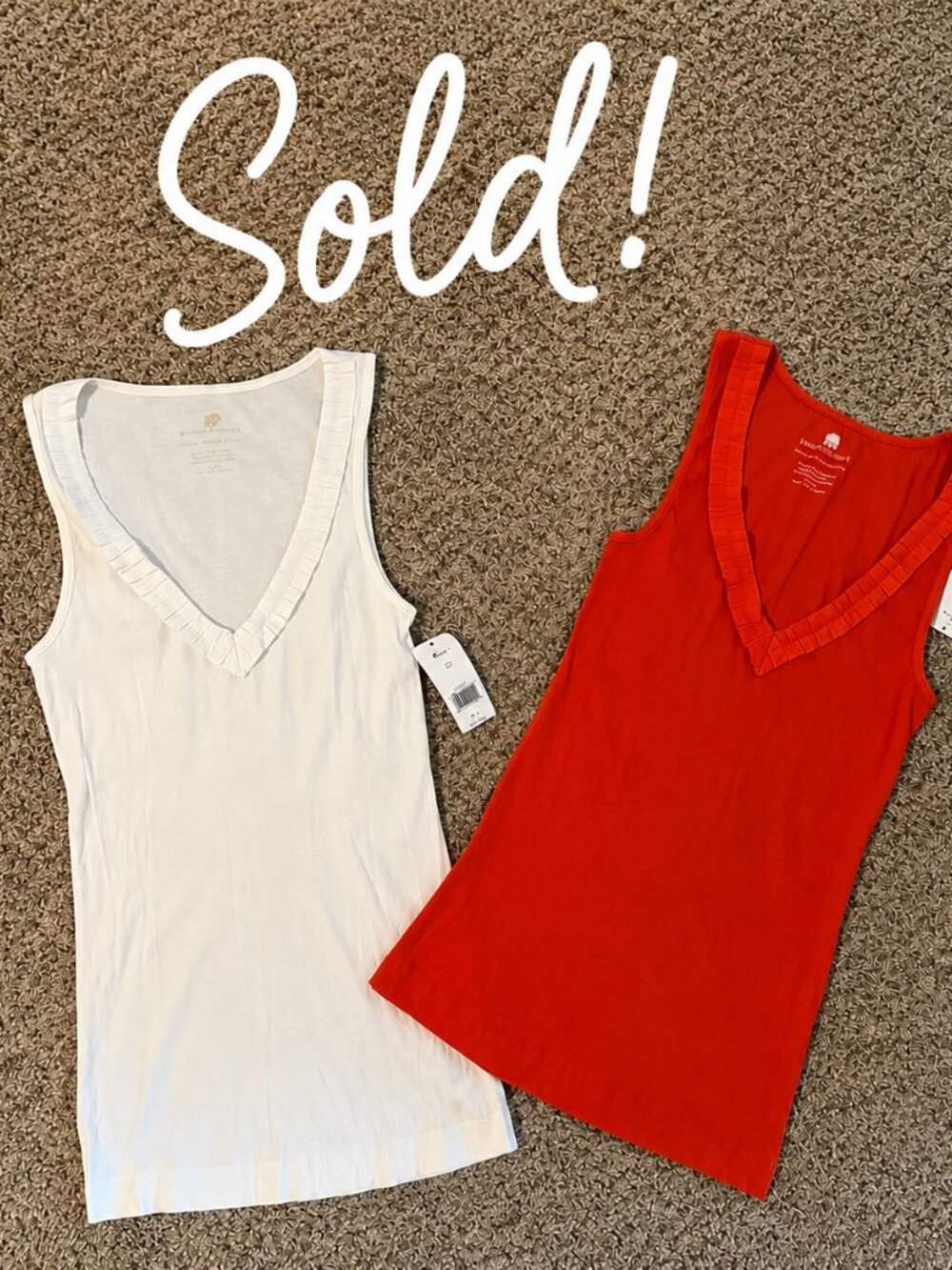 Banana Republic 2 organic cotton blend tank tops orange and white XS NWT